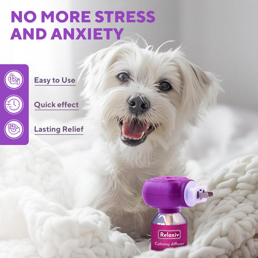 Calming Diffuser Kit for Dogs & Puppy - Pet Separation Anxiety Relief & Calm Pheromones Plug - Anti Stress Treatment Help with Fireworks, Aggression, Fighting & Other Problematic Behaviors