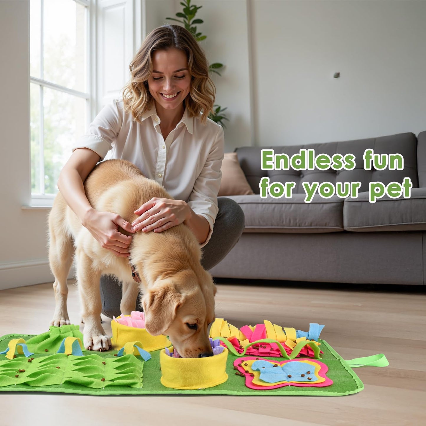 PAWSPURR Snuffle Mat for Dogs, 27.5x15.7Inch Interactive Slow Feeding Mat Dog Puzzle Toys for Foraging, Smell Training, Anxiety Relief