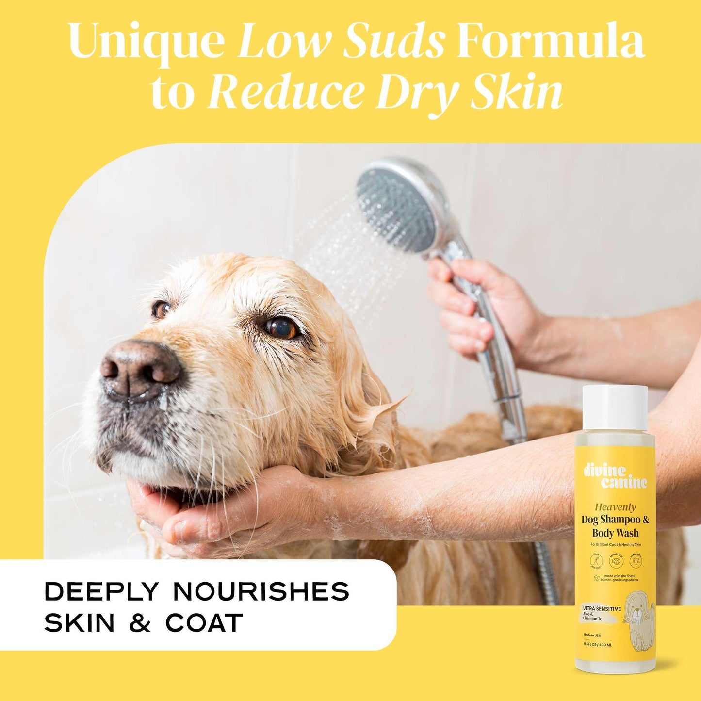 Dog Shampoo and Body Wash - 13.5 Fl Oz of Ultra Sensitive Dog Wash - Made with Aloe and Chamomile for a Healthy Skin and Coat - Made in The USA