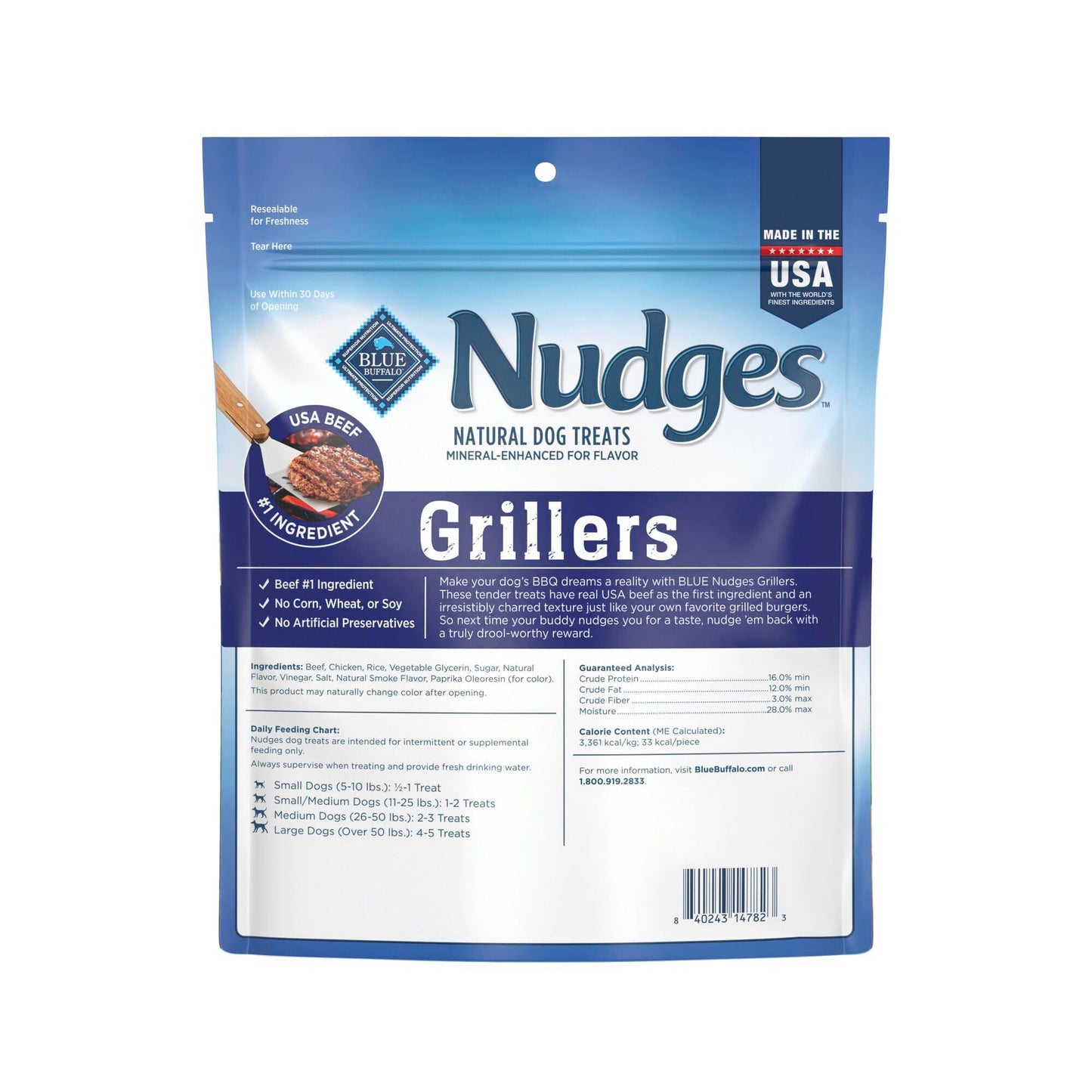 Blue Buffalo Nudges Grillers Natural Dog Treats, Beef, 16oz