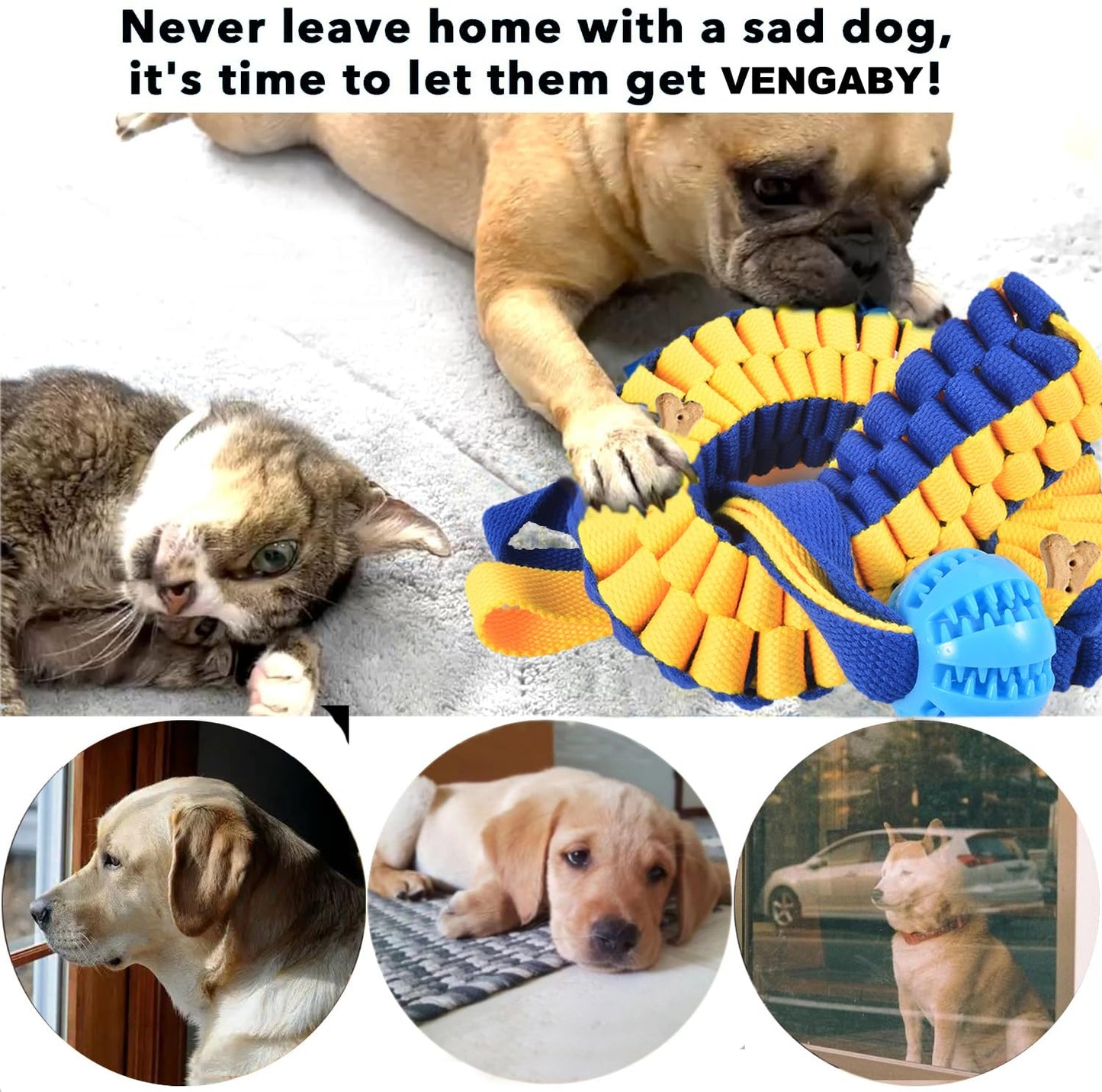 VENGABY 2 Pack Dog Rope Toys, Dog Tug of War Toys for Boredom, Interactive Snuffle Ball for Dogs and Puzzle Toy for Fun and Teeth Cleaning, Training