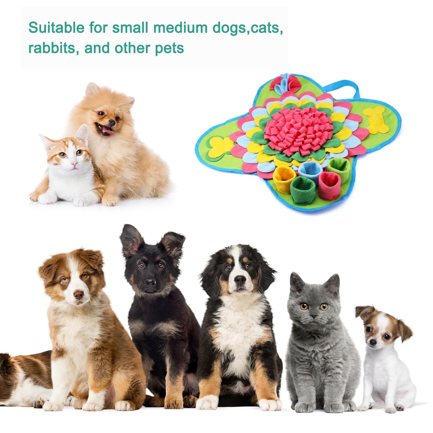 ORIA Snuffle Mat for Dogs, 20x20'' Interactive Dog Sniff Mat for Boredom, Slow Eating Keep Busy, Encourages Natural Foraging Skills, Pet Foraging Mat for Dogs Cats Rabbits