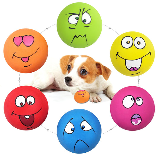 Squeaky Dog Toys Funny Cute Interactive Fetch Animal Face Latex Dog Balls for Puppy Small Pet Dogs 6 Pcs/Set