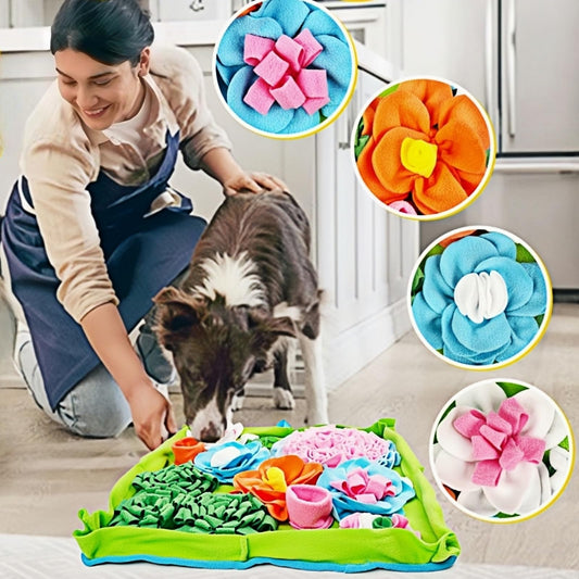 Qxsnuvvlg Snuffle Mat for Dogs, Slow Feeding Game Interactive Puzzle Dog Food Mat,Encourage Natural Foraging Skill-Dog Snuffle Mat 19.7''x19.7''Easy to Clean, Durable
