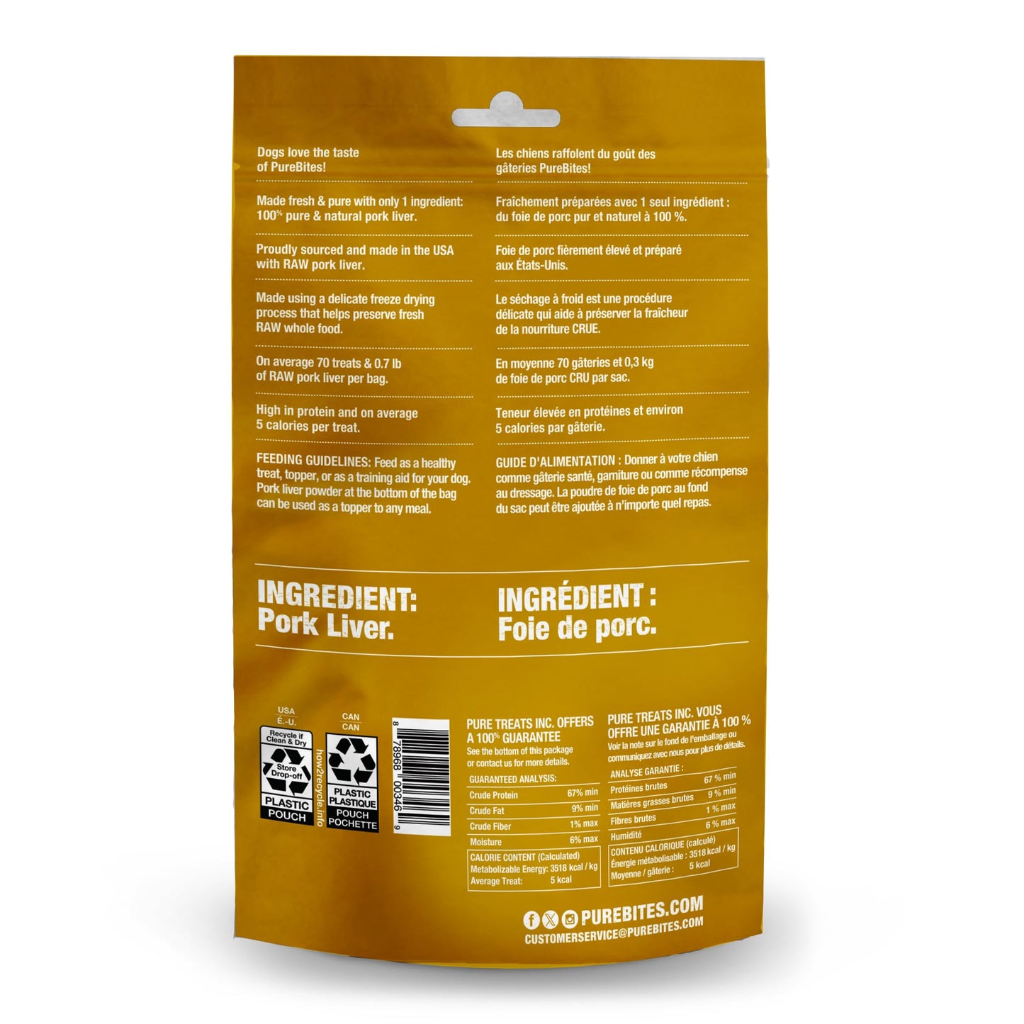 PureBites Pork Freeze Dried Dog Treats, 1 Ingredient, Made in USA, 3.5oz