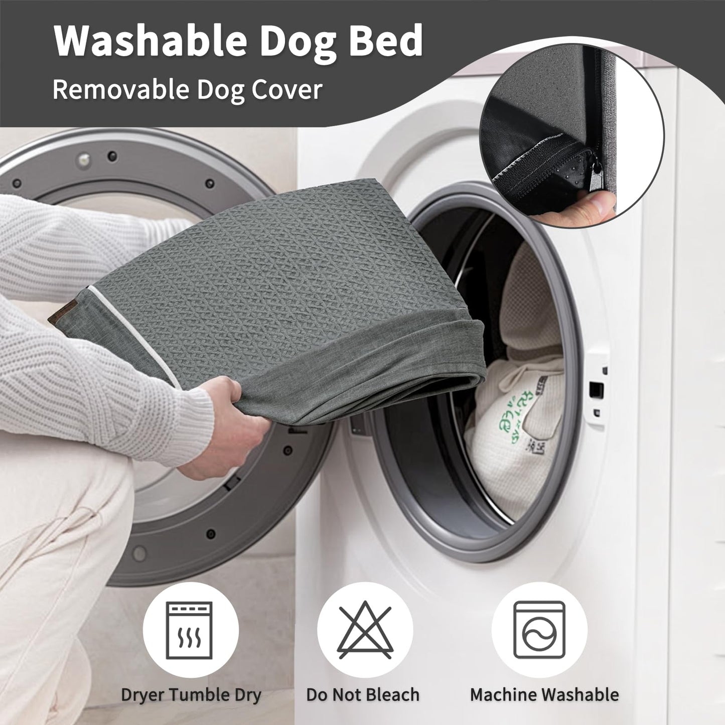 Large Dog Bed - Dog Crate Bed Orthopedic Large Sized Dog Beds,Washable & Waterproof Cover Big Plush Comfort Pet Bed Mat, Egg Crate Foam Bed