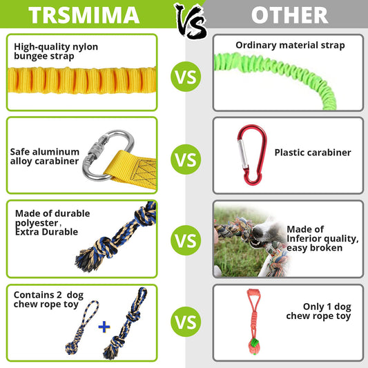 HOKINETY Dog Hanging Bungee Tug Toy: Interactive Tether Tug-of-War for Pitbull Small to Large Dogs to Exercise and Fun Solo Play - Durable Retractable Tugger Dog Rope Toy with 2 Chew Rope Toys