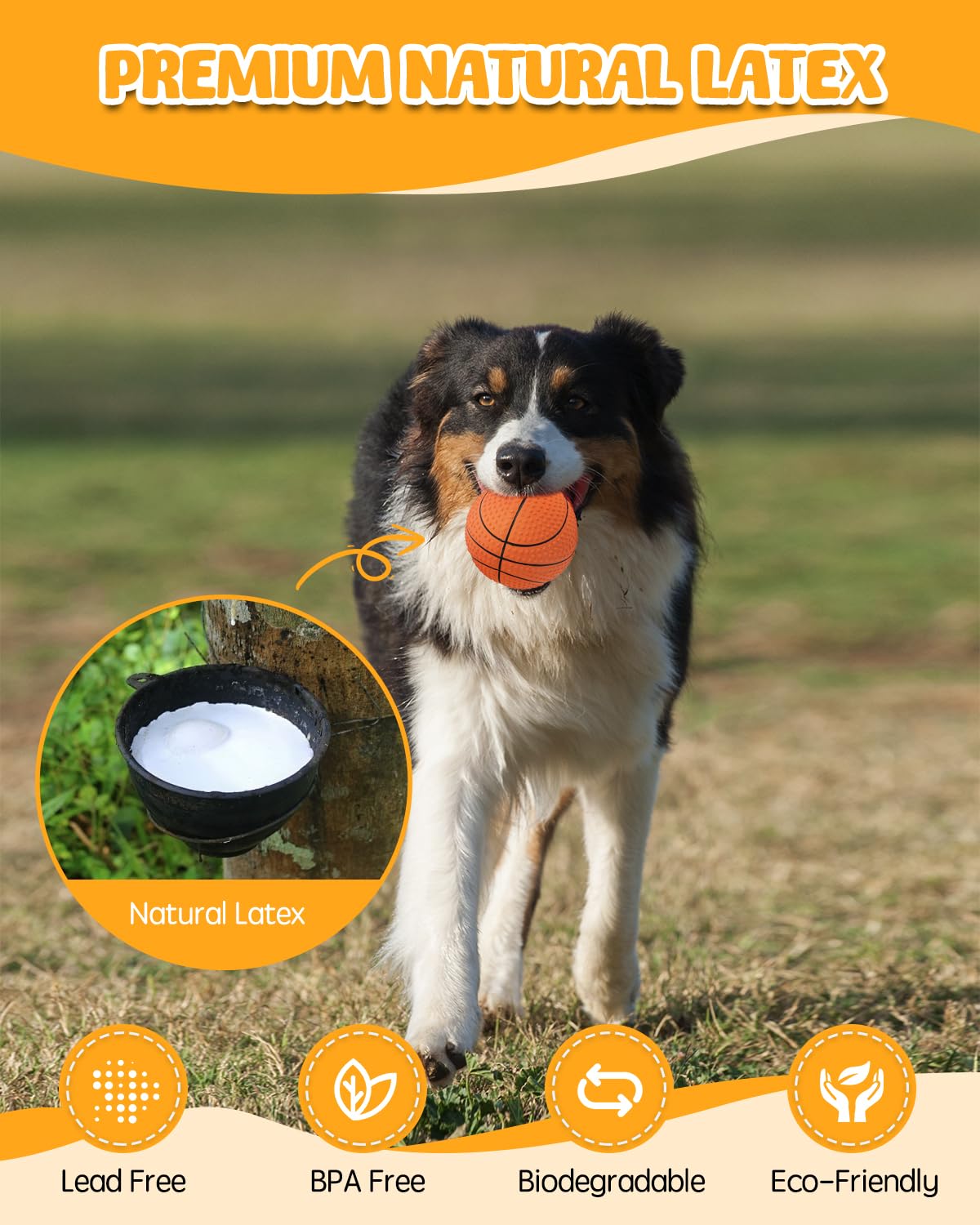 SCHITEC Squeaky Dog Toy Balls, [8 Pack] Latex Rubber Squeak Toys, 3'' Interactive Fetch Pet Ball for Medium Breed Dogs