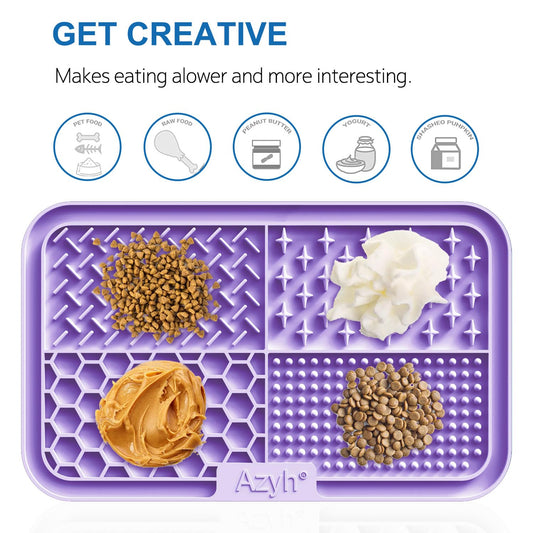 Azyh Licking Mat for Dogs & Cats 2 Pack, Slow Feeder Lick Pat for Large Dogs and Puppies, Anxiety Relief Dog Toys Feeding Mat for Butter Yogurt Peanut, Pets Bathing Grooming Training Mat (9.9'' × 6'')