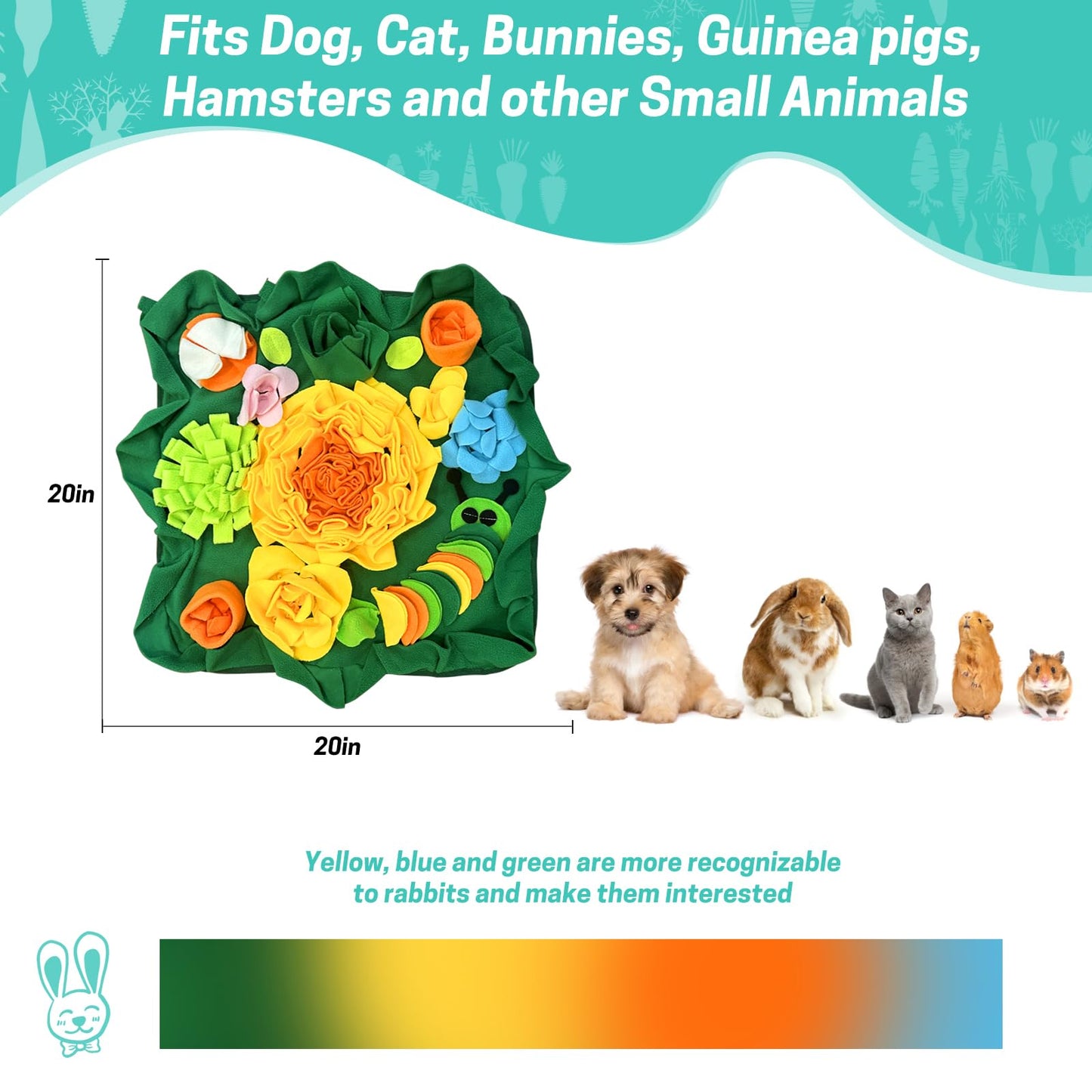 nestery Snuffle Mat for Dogs - Dog Food Mat for Mental Stimulation, Stress Relief and Training - Snuffle Mats Non-Slip Encourages Natural Foraging for Small Medium Dog, Puppy, Cat, Rabbit 15.4in