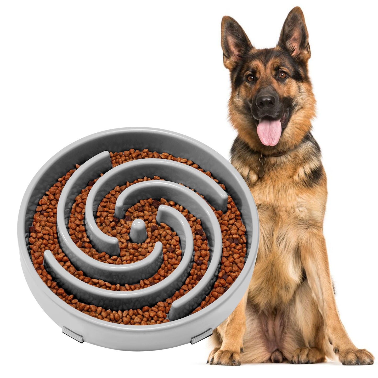 JASGOOD Slow Feeder Dog Bowl - Anti-Gulping, Prevents Bloat & Choking, Healthy Design for Large & Medium Dogs