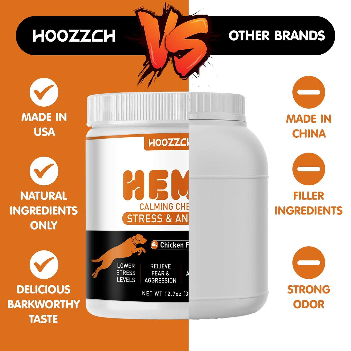 Hoozzch Calming Chews for Dogs - Dog Calming Chews - Anxiety Relief Treats Helps with Advanced Stress Relief, Separation Aid, Barking, Composure - 180 Soft Chews