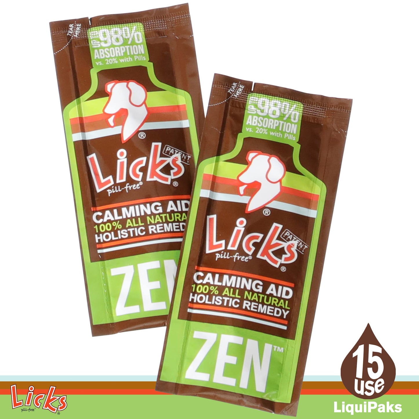 Licks Pill Free Zen Dog Calming - Calming Aid Supplements for Aggressive Behavior & Nervousness - Treats for Stress Relief & Dog Health - Gel Packets - Braised Beef Flavor, 15 Use