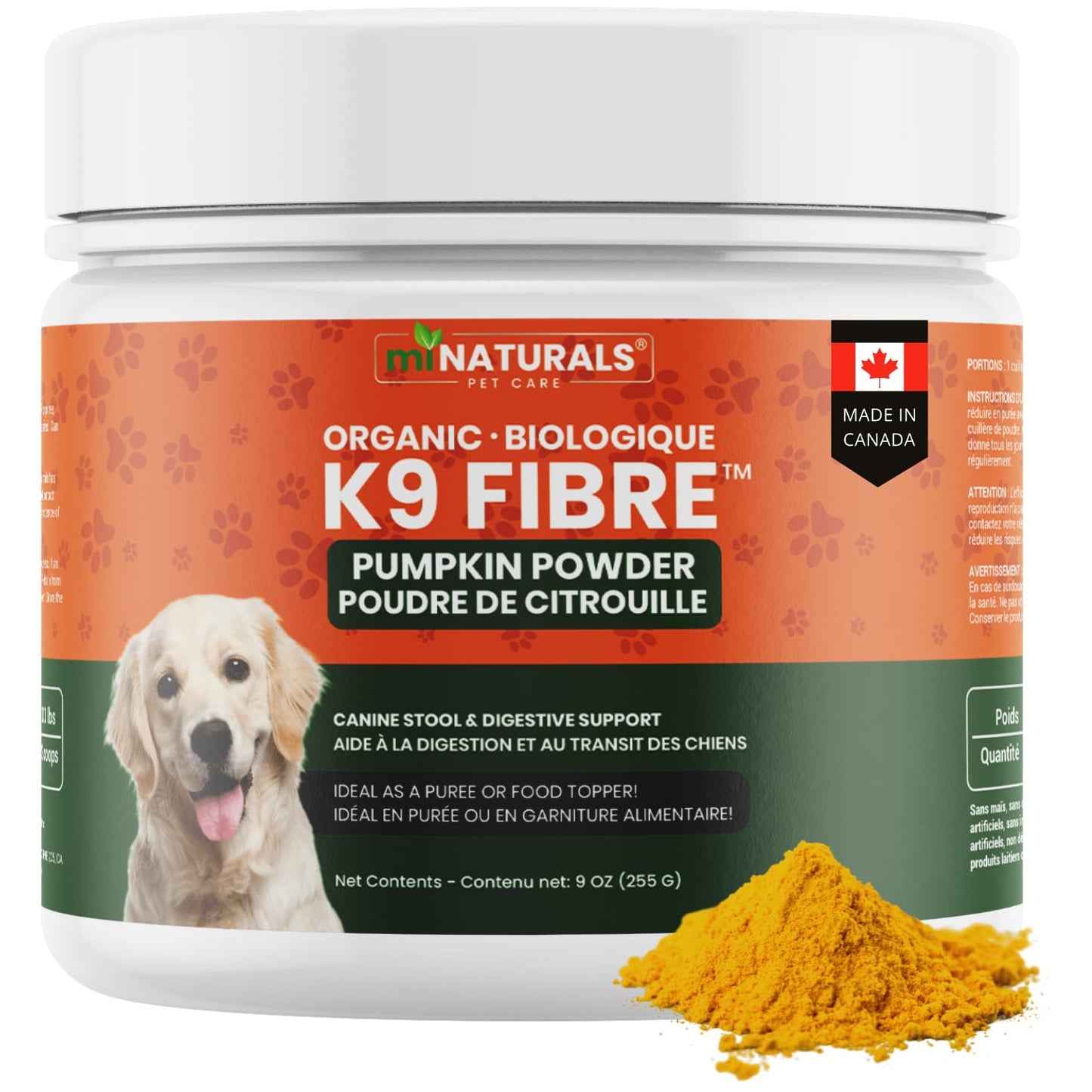 Pumpkin Powder for Dogs Organic 9 oz (255g) Premium Fibre - Canine Stool & Digestive Support - No Diarrhea or Scoots! by miNATURALS