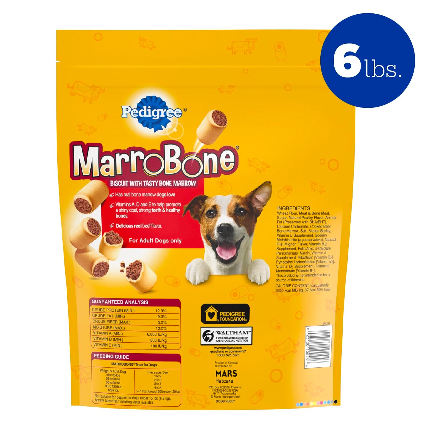 Pedigree Dry Dog Treats MarroBone, Real Beef Flavor, 6 lb. Bag (Pack of 1)