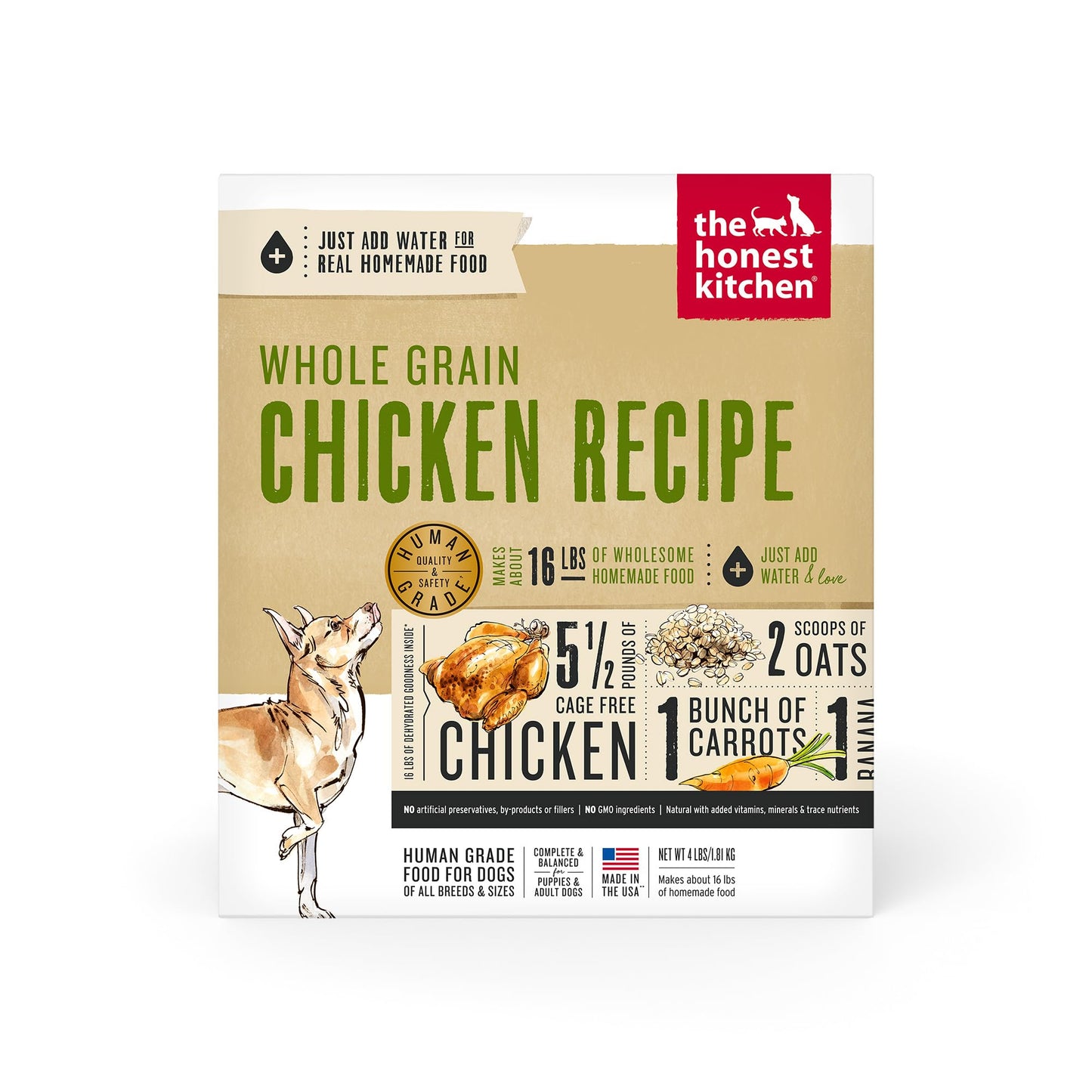 The Honest Kitchen Dehydrated Whole Grain Chicken Dog Food, 4 lb Box