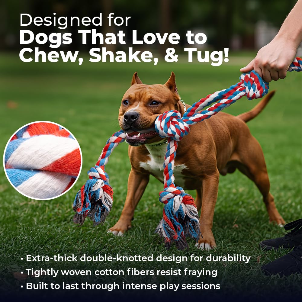 2 Pack Red - XL Dog Rope Toy for Aggressive Chewers - Benefits Non-Profit Dog Rescue - Tug of War Dog Toy, Dog Toys for Large Dogs, Tough Dog Toys for Aggressive Chewers