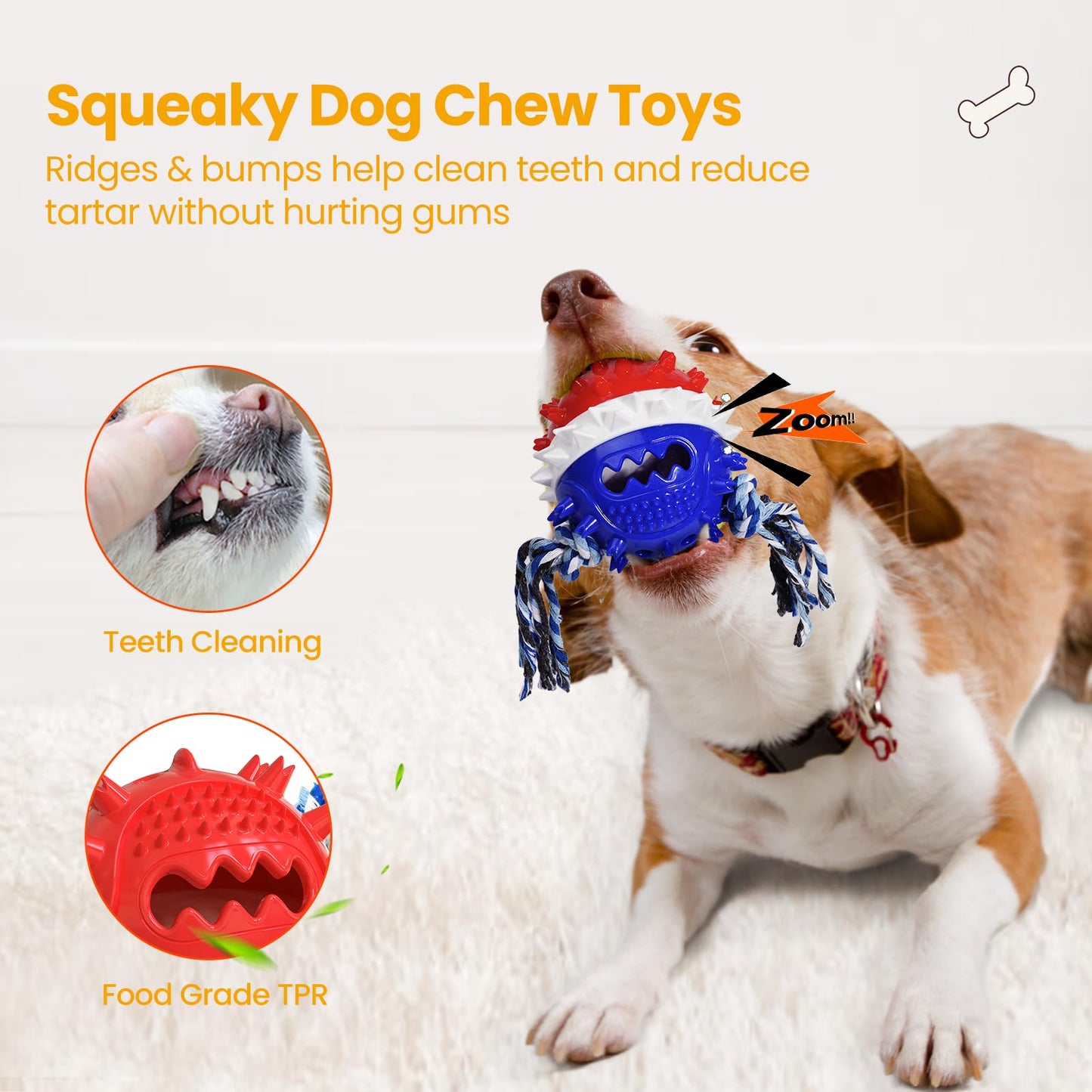 HGB Squeaky Dog Puzzle Toy for Boredom, Interactive Treat Dispensing Dog Toys to Keep Them Busy for IQ Training & Slow Feeder, Pet Enrichment, Teeth Cleaning & Reduce Boredoem