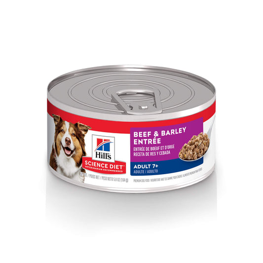 Hill's Science Diet Adult 7+, Senior Adult 7+ Premium Nutrition, Wet Dog Food, Beef & Barley Loaf, 5.8 oz Can, Case of 24
