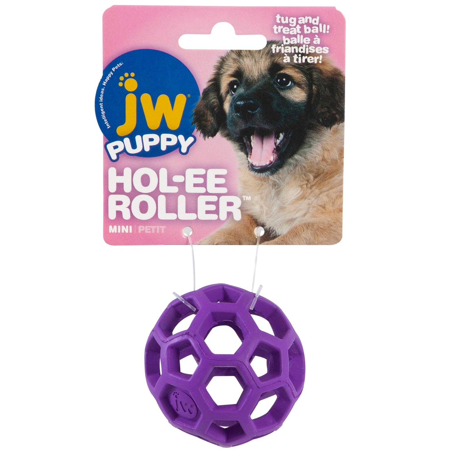 JW Pet Hol-ee Roller Dog Toy Puzzle Ball, Natural Rubber, Mini (1.75 Inch Diameter), Colors May Vary