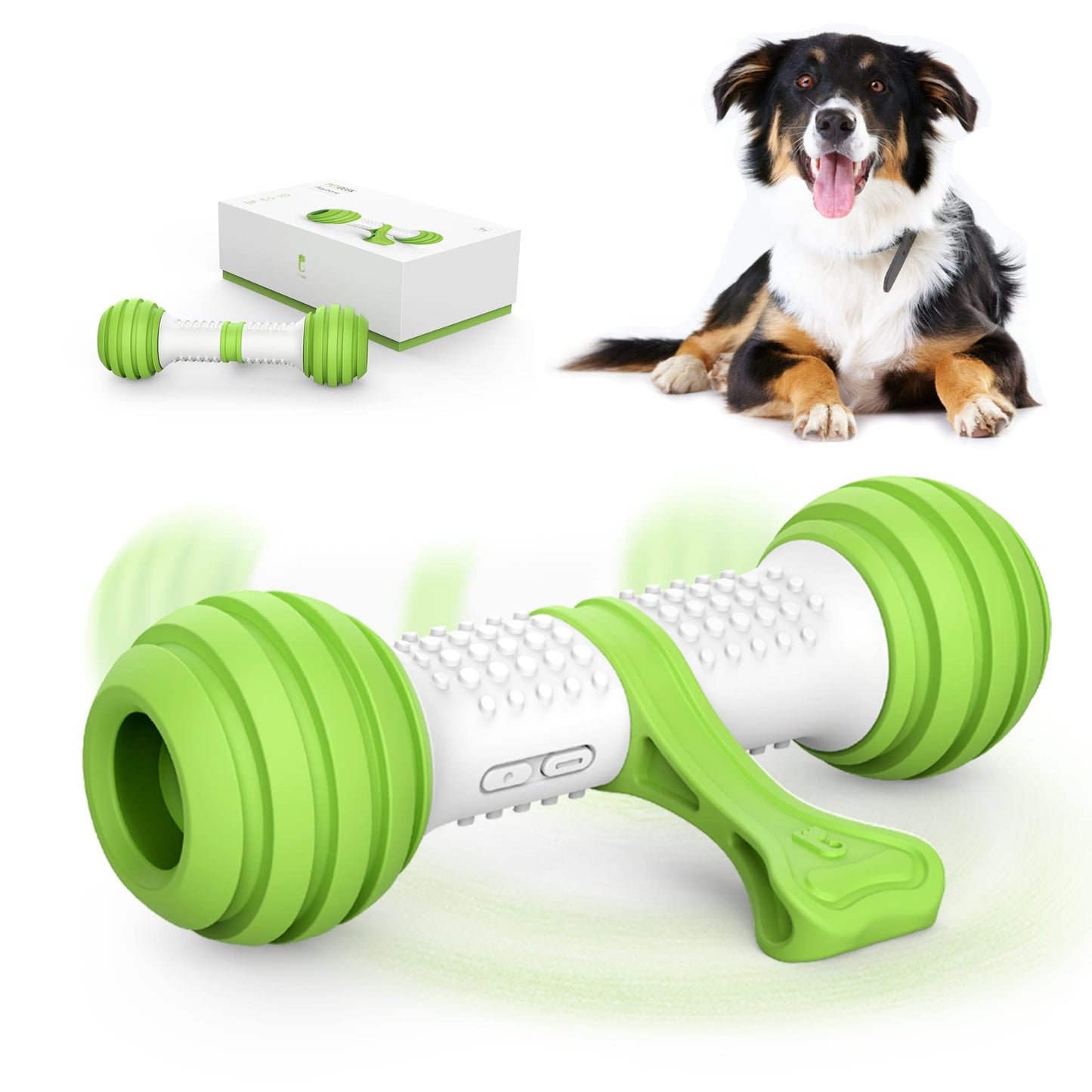 PETGEEK Interactive Dog Bone Toy, Automatic Dog Chase Toy, Electronic Pet Toys for Medium/Large Dog Boredom, USB Rechargeable Safe Material, Green Color