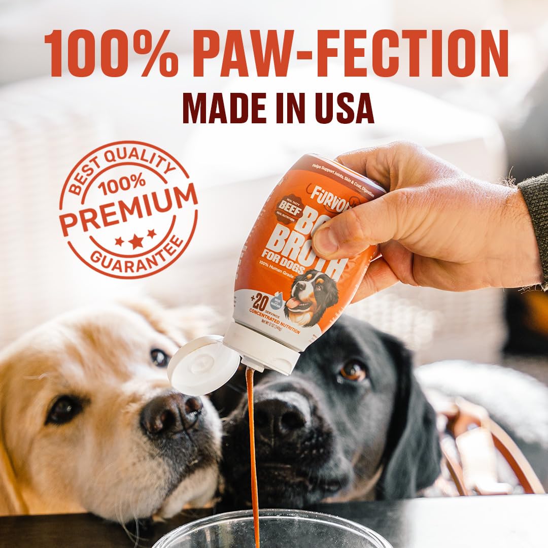 Beef Bone Broth Concentrate for Dogs - Collagen Protein Supplement - Digestion, Mobility, Coat, Immune System, Joints - Healthy Dog Food Gravy Topper - Human Grade, Made in USA (12 oz, 20 Servings)