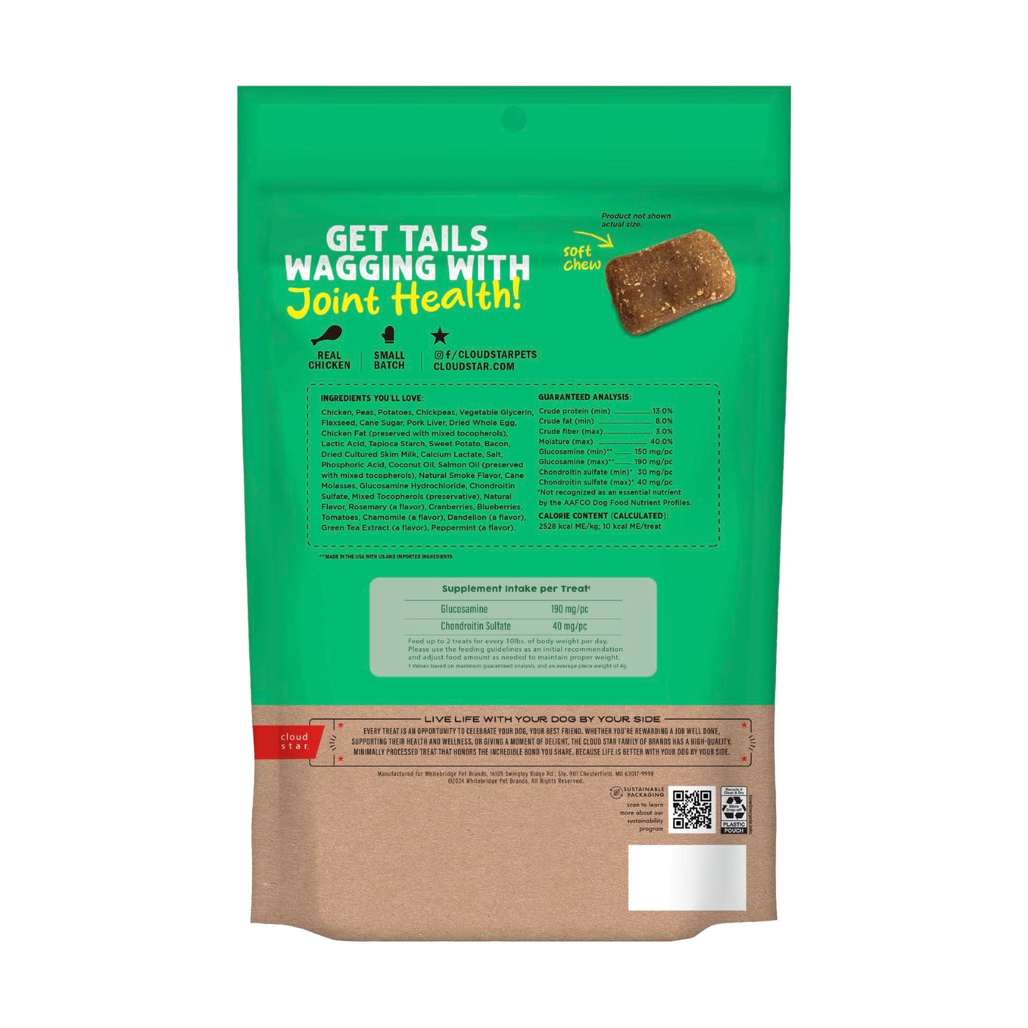 Cloud Star Dynamo Dog Hip & Joint Soft Chew Treats Chicken Formula - Grain Free - 14 oz (20132)