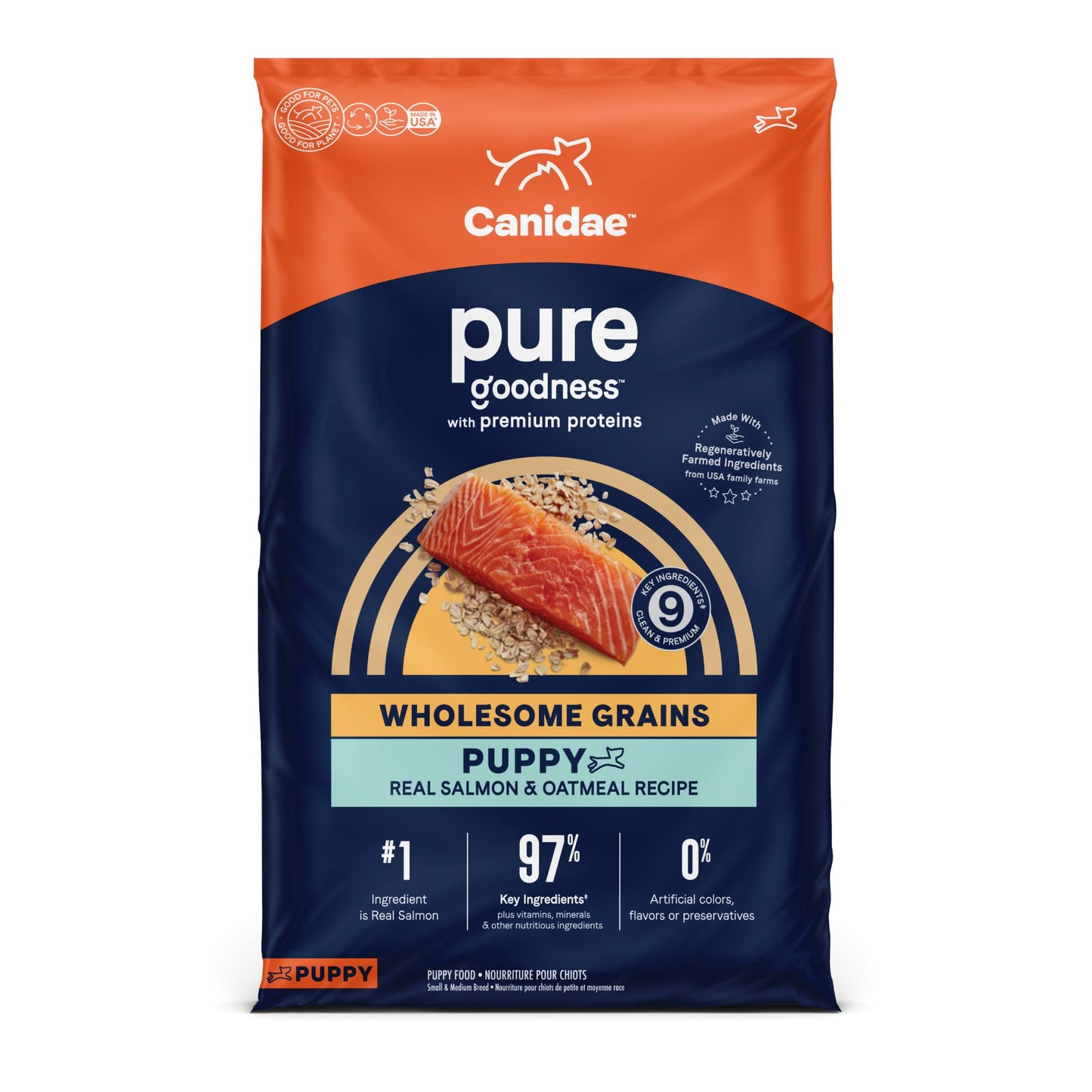 CANIDAE Pure Limited Ingredient Premium Puppy Dry Dog Food, Real Salmon & Oatmeal Recipe, 22 lbs, with Wholesome Grains