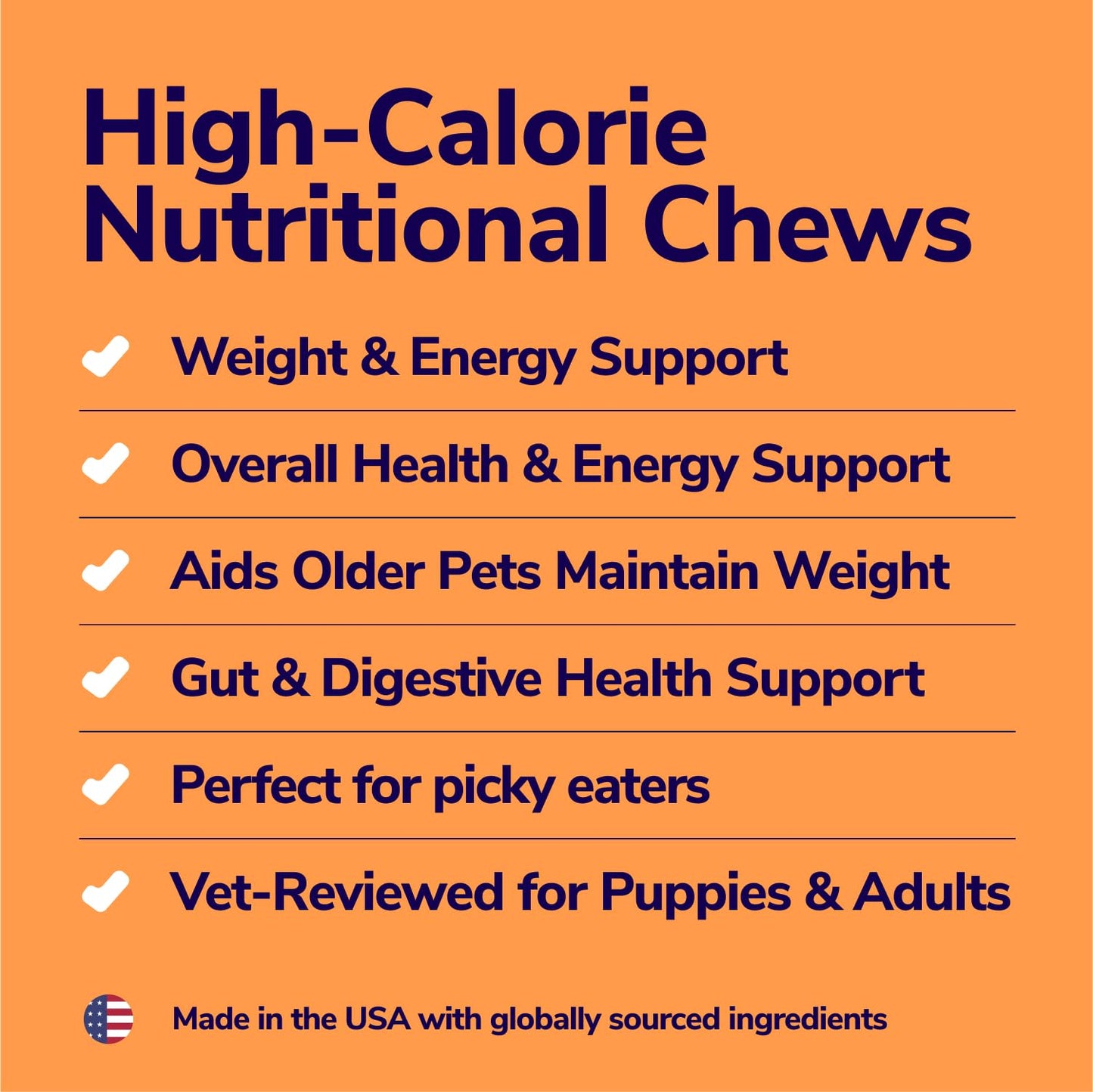 Miracle Vet Dog Weight Gainer Chews for Energy & Mass - High Calorie Dog Food Supplement - Appetite Stimulant & Healthy Weight Gain Supplements for Dogs - 60 Soft Dog Treats for Puppies and Adults