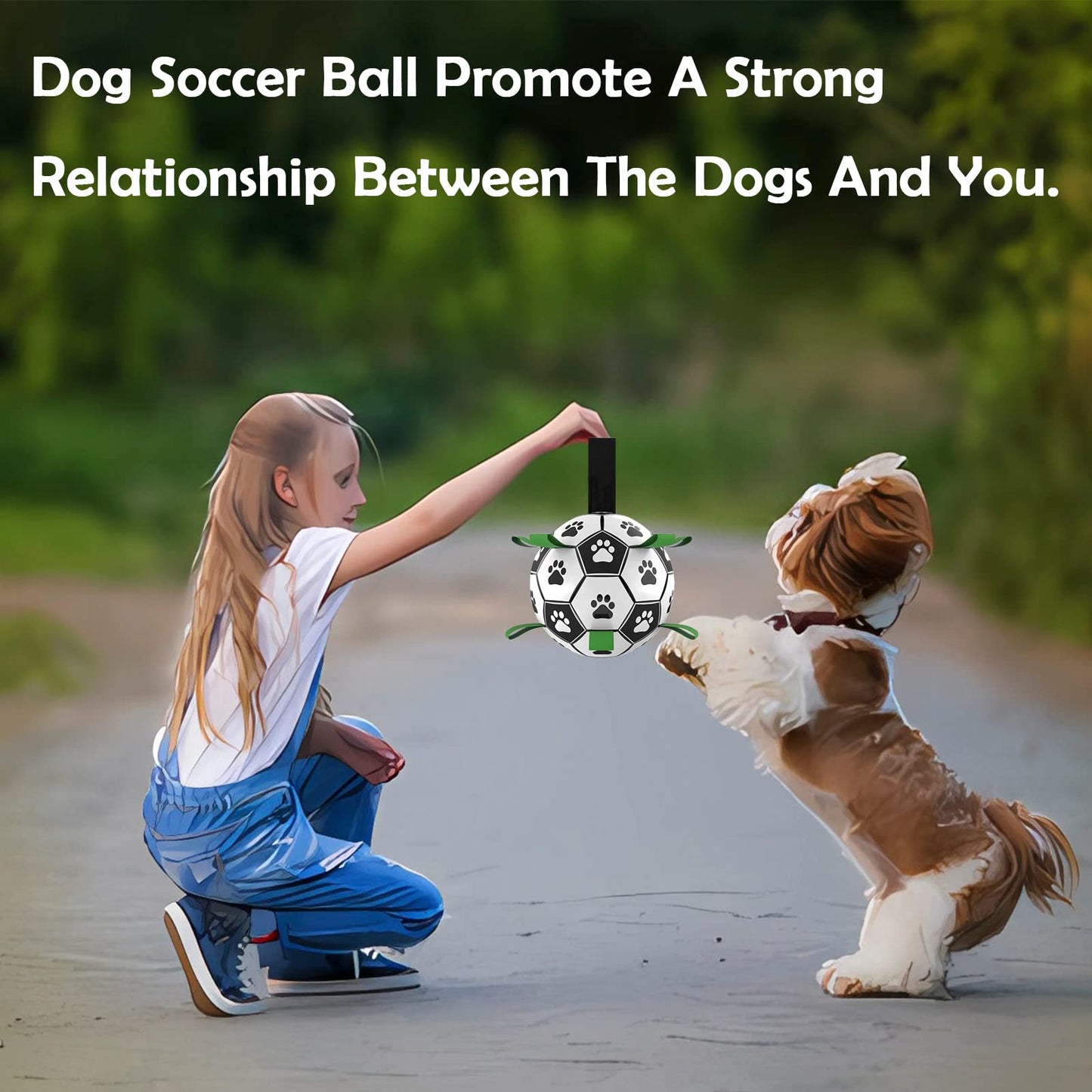 Domchan Dog Soccer Ball, Interactive Toys for Tug of War, Puppy Birthday Gifts, Tug Toy, Water Toy, Durable Balls for Small & Medium Size(6 inch)