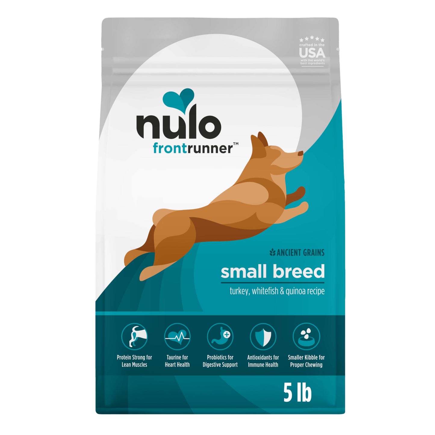 Nulo Frontrunner Ancient Grains High-Protein Small Breed Dog Food, Turkey, Whitefish, & Quinoa Recipe- Natural Dry Dog Food with Probiotics, Grain-Inclusive Kibble for Adults & Puppies, 5 lb Bag