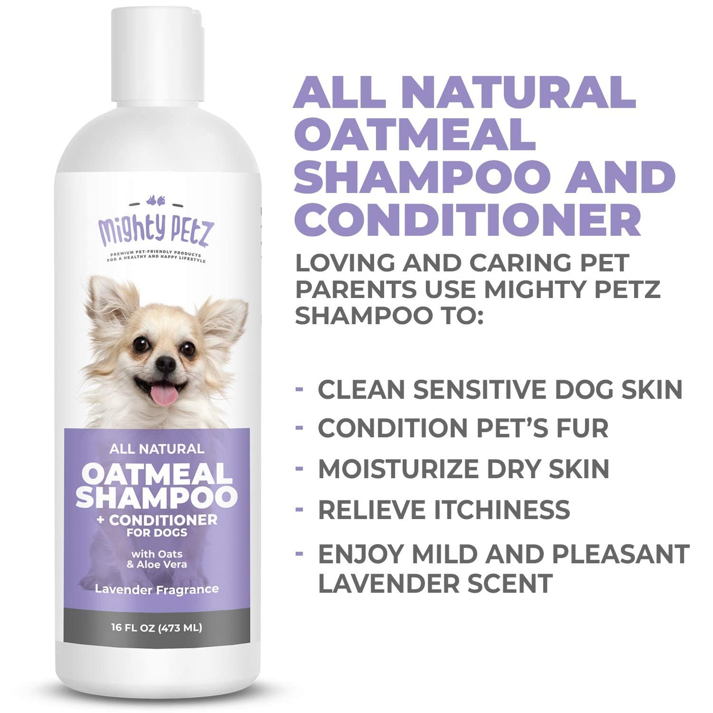 Mighty Petz 2-in-1 Oatmeal Dog Shampoo and Conditioner + Mighty Petz MAX Dog Allergy Relief Bundle