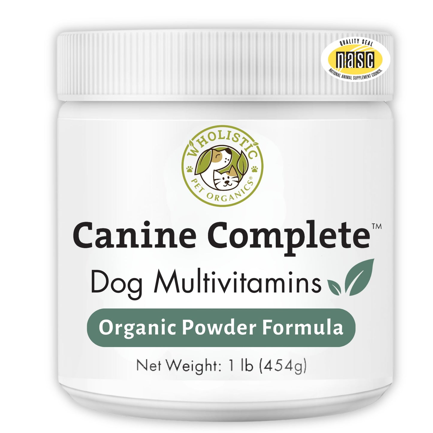 Wholistic Pet Organics Canine Complete - Dog Multivitamin Powder - 1 Lb - Daily Dog Vitamins and Supplements for Homemade Food - Immune System, Skin, Coat & Overall Health - Small and Large Breed
