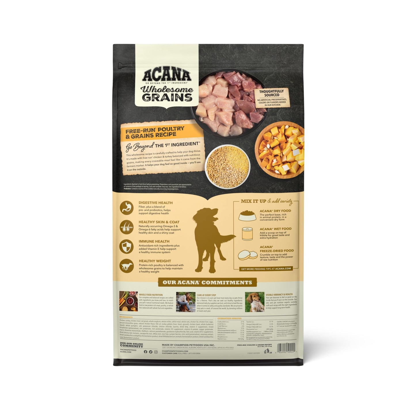 ACANA Wholesome Grains Dry Dog Food Free-Run Poultry & Grains Recipe with Cage-Free Eggs 22.5lb Bag