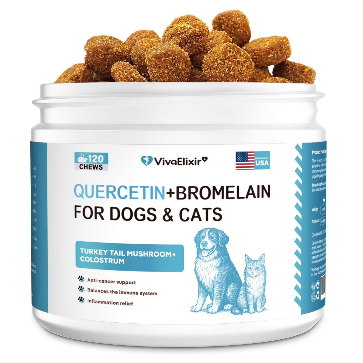 Dog Allergy & Itch Relief Chews – Quercetin, Bromelain, Colostrum & Mushroom Extracts – Skin & Ear Soothing Support for Yeast Infection, Hot Spots & Seasonal Allergies - 120 Treats
