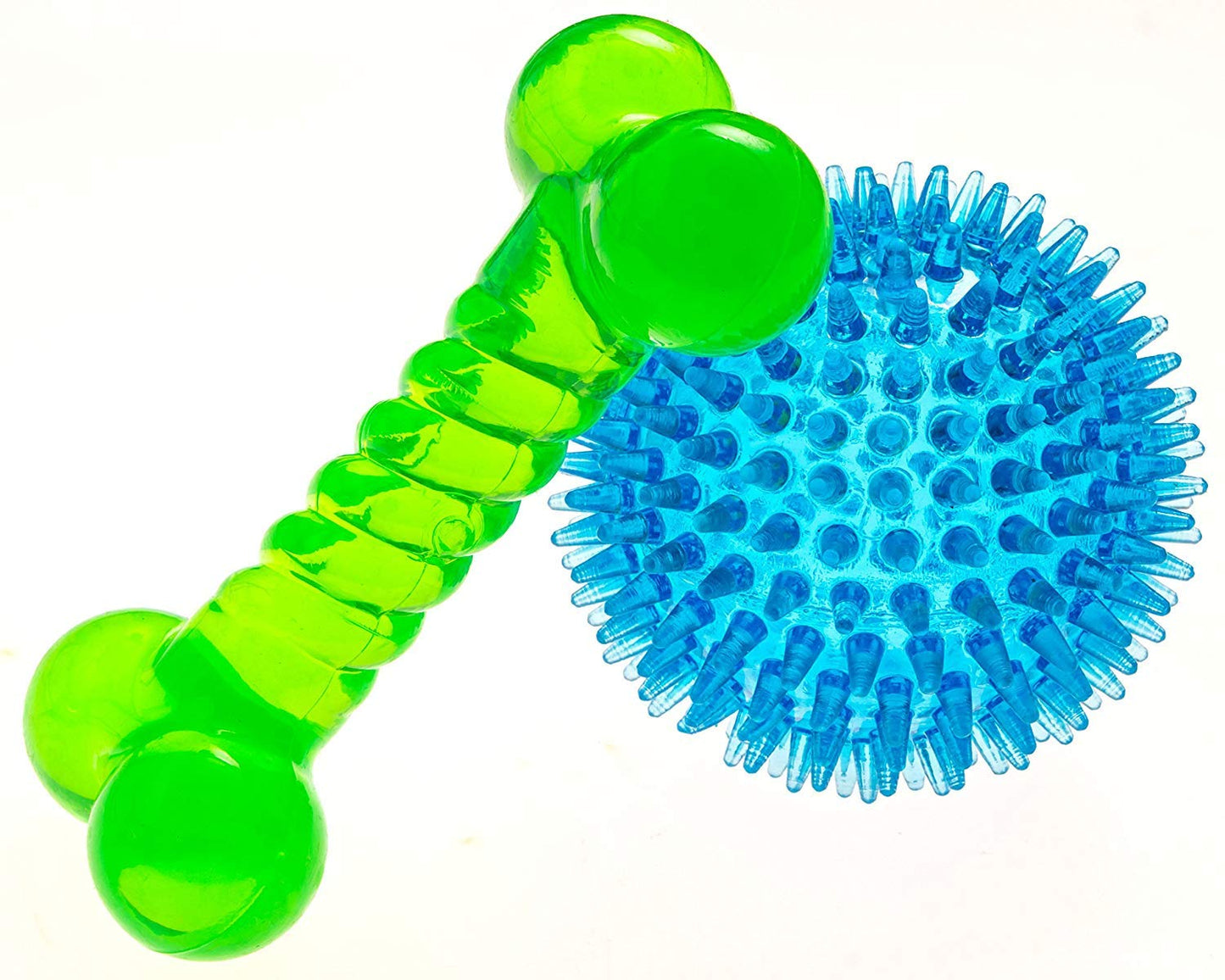 Knivel Spiky Ball and Bone for Small Dogs - Puppy Teething Toys Bone Dog Toy Set for Smart Newborn Pet - Doggy Interactive Chew Mini Dental