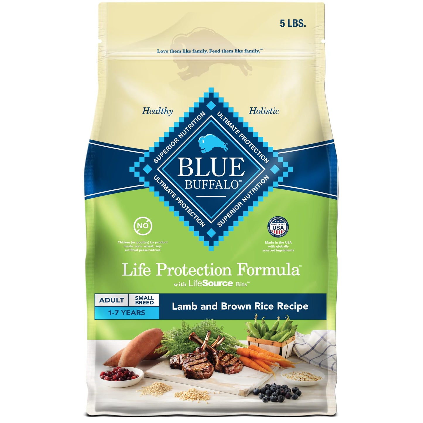 Blue Buffalo Life Protection Formula Natural Adult Small Breed Dry Dog Food, Lamb and Brown Rice 5-lb Trial Size Bag