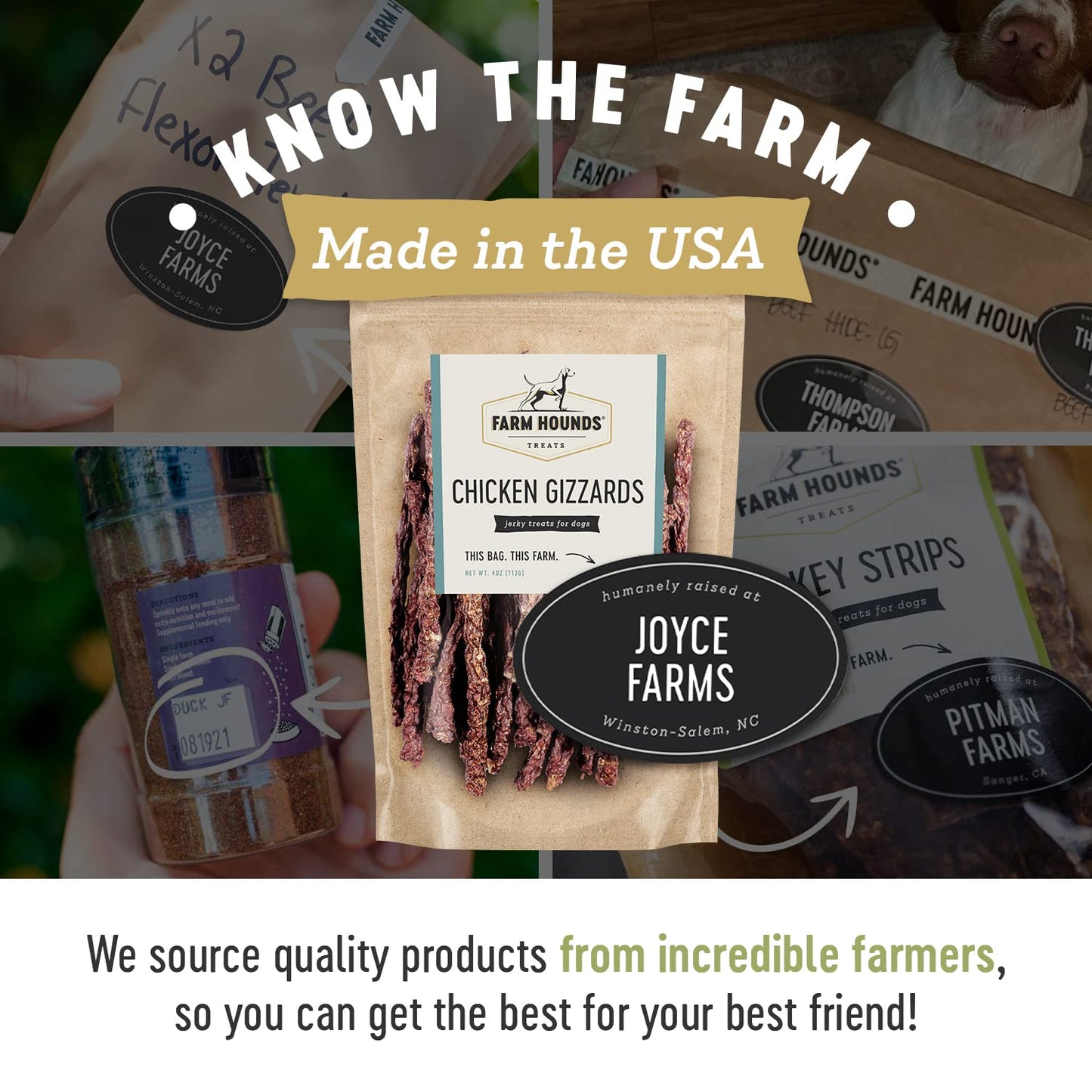 Farm Hounds - Chicken Gizzards - Premium Natural Jerky for Dogs - 100% Humanely Raised Chicken - Break-to-Size - Great for Training & Treats - No Added Fillers - Made in USA - 4oz -1 Pack