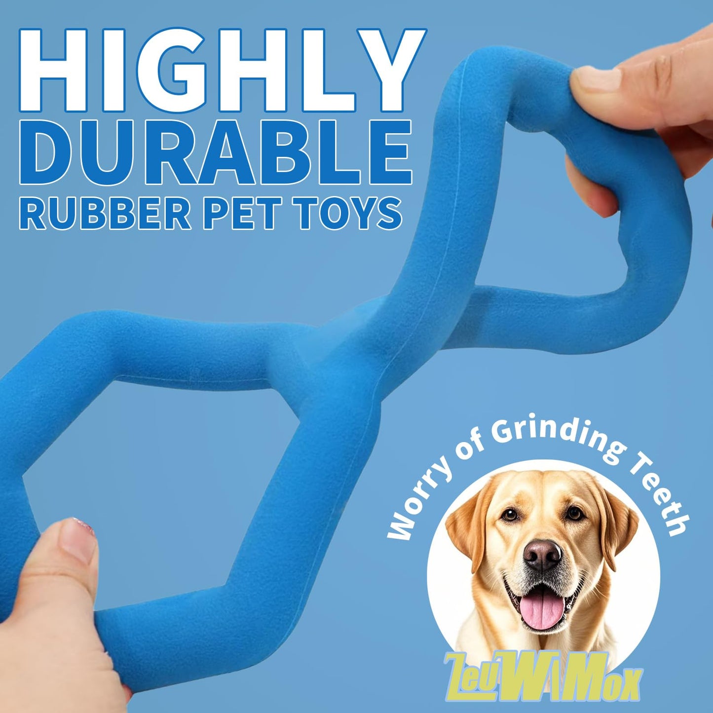 LeuwiMox Rubber Tug of War Dog Toy,Interactive Toy,Rubber Dog Toy for Aggressive Chewers,Suitable for Large and Medium-Sized Dogs,Blue Single Piece Packaging,Indoor and Outdoor Universal