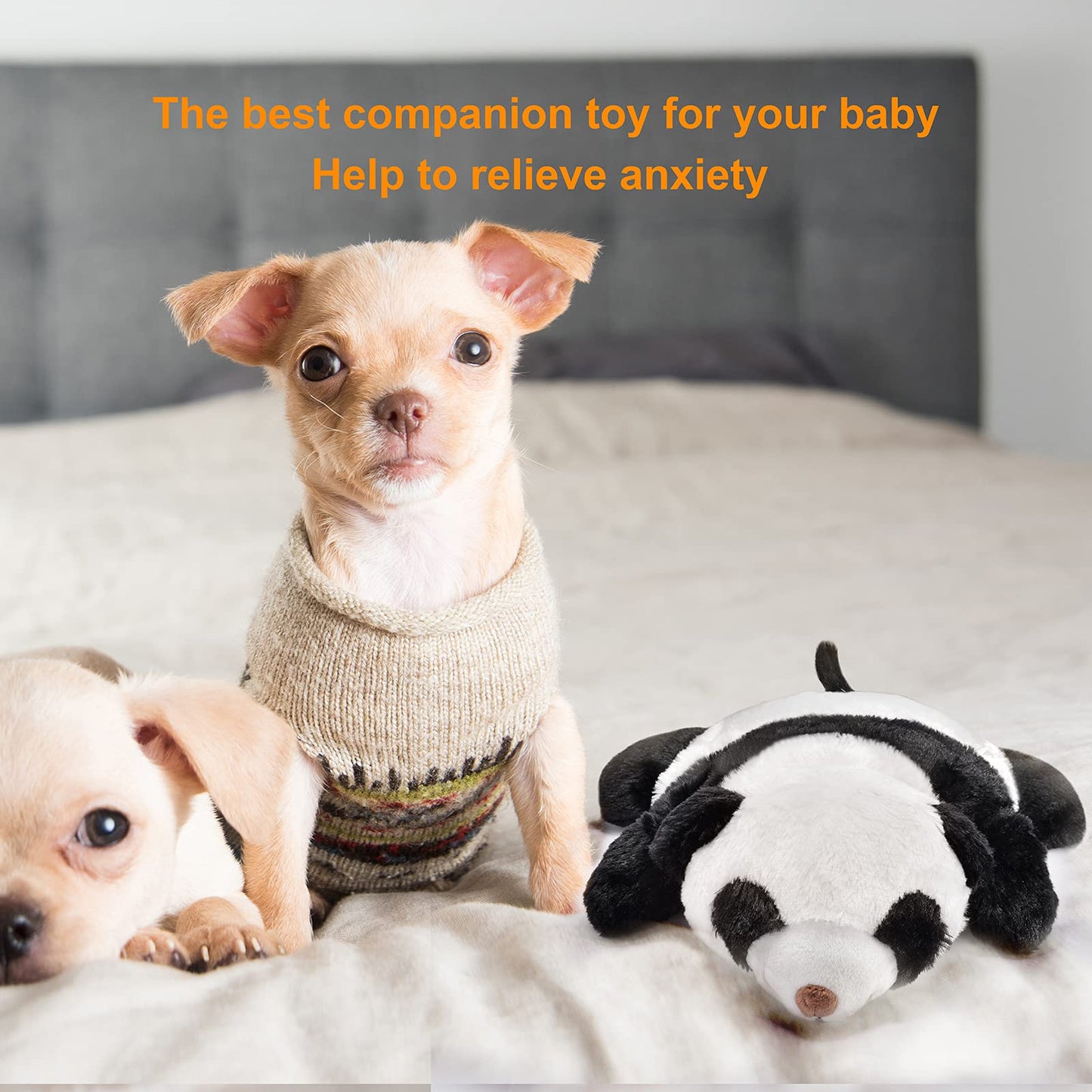 Extragele Puppy Heartbeat Toy Heartbeat Stuffed Toy for Dog Anxiety Relief and Calming Aid, Heartbeat Stuffed Animal for Sleep Aid Crate Training Comfort, Puppy Essentials, White