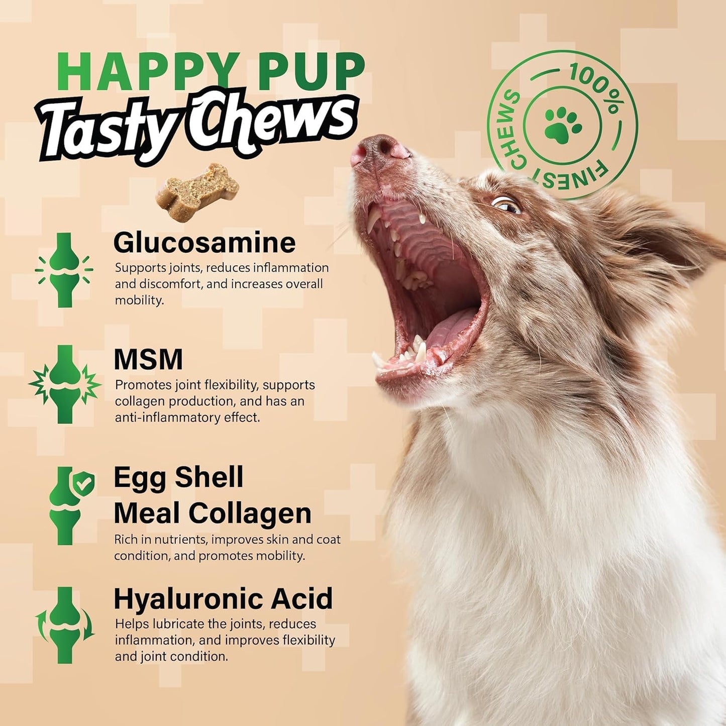 260 Bites Wellix Dog Hip and Joint Supplement Arthritis Pain Relief with Glucosamine Chondroitin MSM Natural & Functional Ingredients Joint Care Chews for Senior Dogs