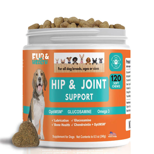 Glucosamine Chondroitin Hip & Joint Supplement for Dogs - Natural Pain Relief & Mobility Support Soft Chews - Vet-Recommended Formula for Senior, Small & Large Breeds - Made in USA by Fur & Health