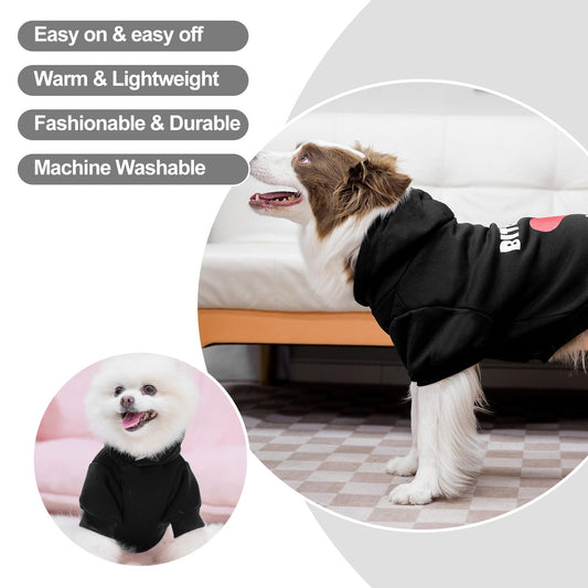EXPAWLORER Dog Hoodies- Fall Soft and Warm Dog Sweatshirt with Leash Hole, Winter Autumn Fleece Pet Clothes with Love ME Print for Puppy,Cat, Small Medium Large Dogs