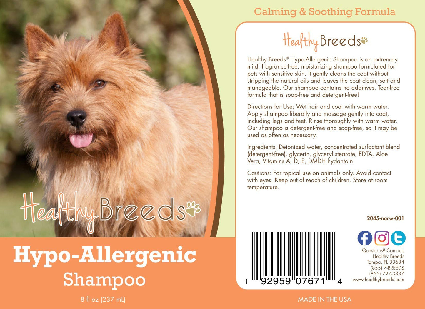 Healthy Breeds Norwich Terrier Hypo-Allergenic Shampoo 8 oz