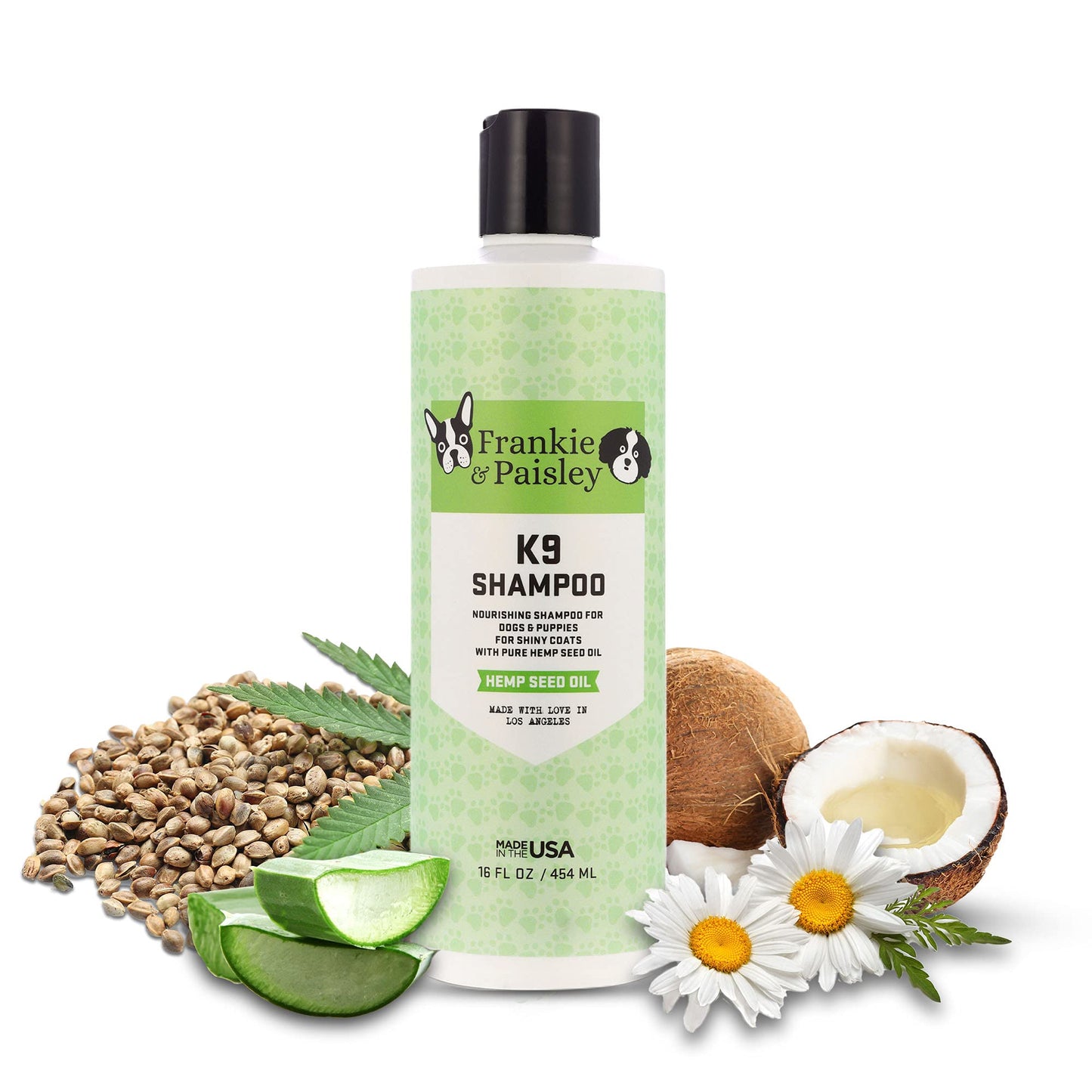 Frankie & Paisley Dog Shampoo for Allergies and Itching | Made with Plant-Based Hemp Seed Oil, Aloe, Coconut Oil | Puppy Shampoo for Sensitive Skin | Sulfate Free Shampoo and Paraben Free - 16 FL OZ