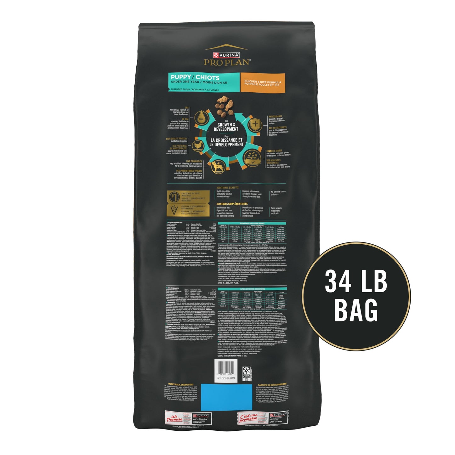 Purina Pro Plan High Protein Puppy Food Shredded Blend Chicken & Rice Formula - 34 lb. Bag