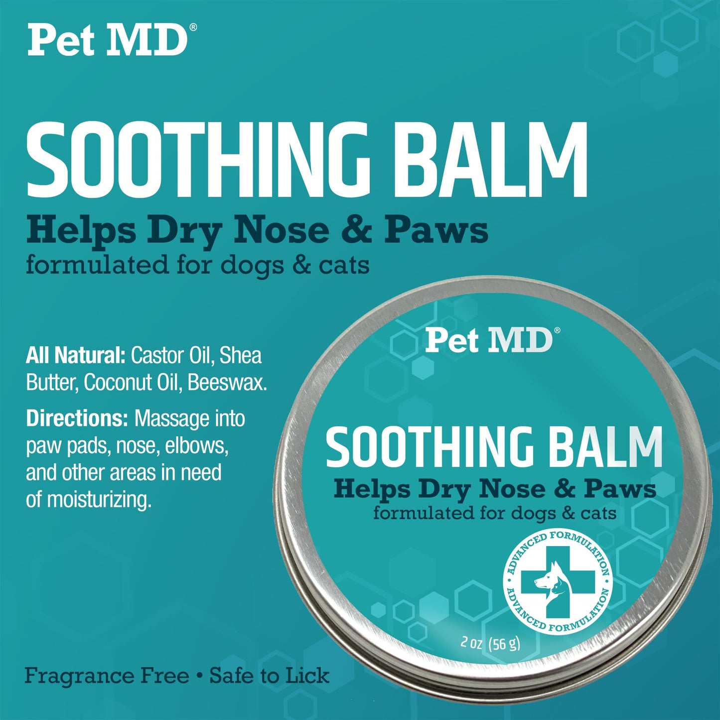 Pet MD Soothing Balm - Cat & Dog Paw Pad Balm - Elbow and Dog Nose Balm for Dry Nose - with Shea Butter, Beeswax, and Coconut Oil for Dogs - Fragrance Free and Safe to Lick - Made in USA