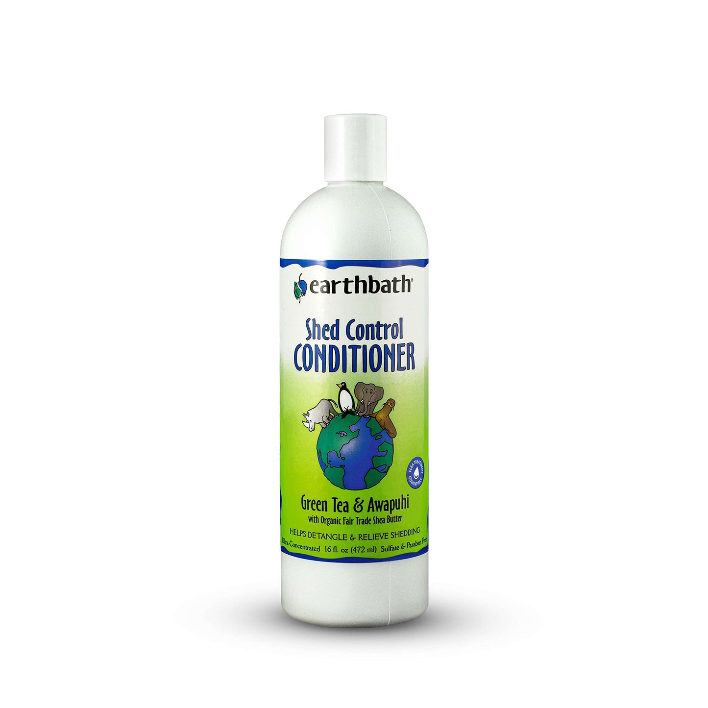 earthbath, Green Tea & Awapuhi Shed Control Dog Conditioner - Cruelty Free Dog Shampoo, Helps Relieve Shedding & Dander, Gentle Dog Wash, Made in USA, Dog Bathing Supplies - 16 Oz (1 Pack)