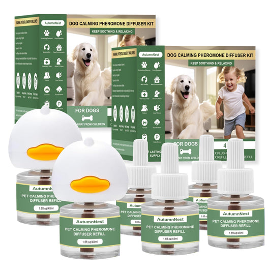 AutumnNest 8-in-1 Dog Calming Diffuser Kit – 2 Plug-Ins + 6 Refills, Pheromone-Based Pet Stress Support, 180-Day Supply, Helps Promote Calm Behavior, Safe & Non-Toxic