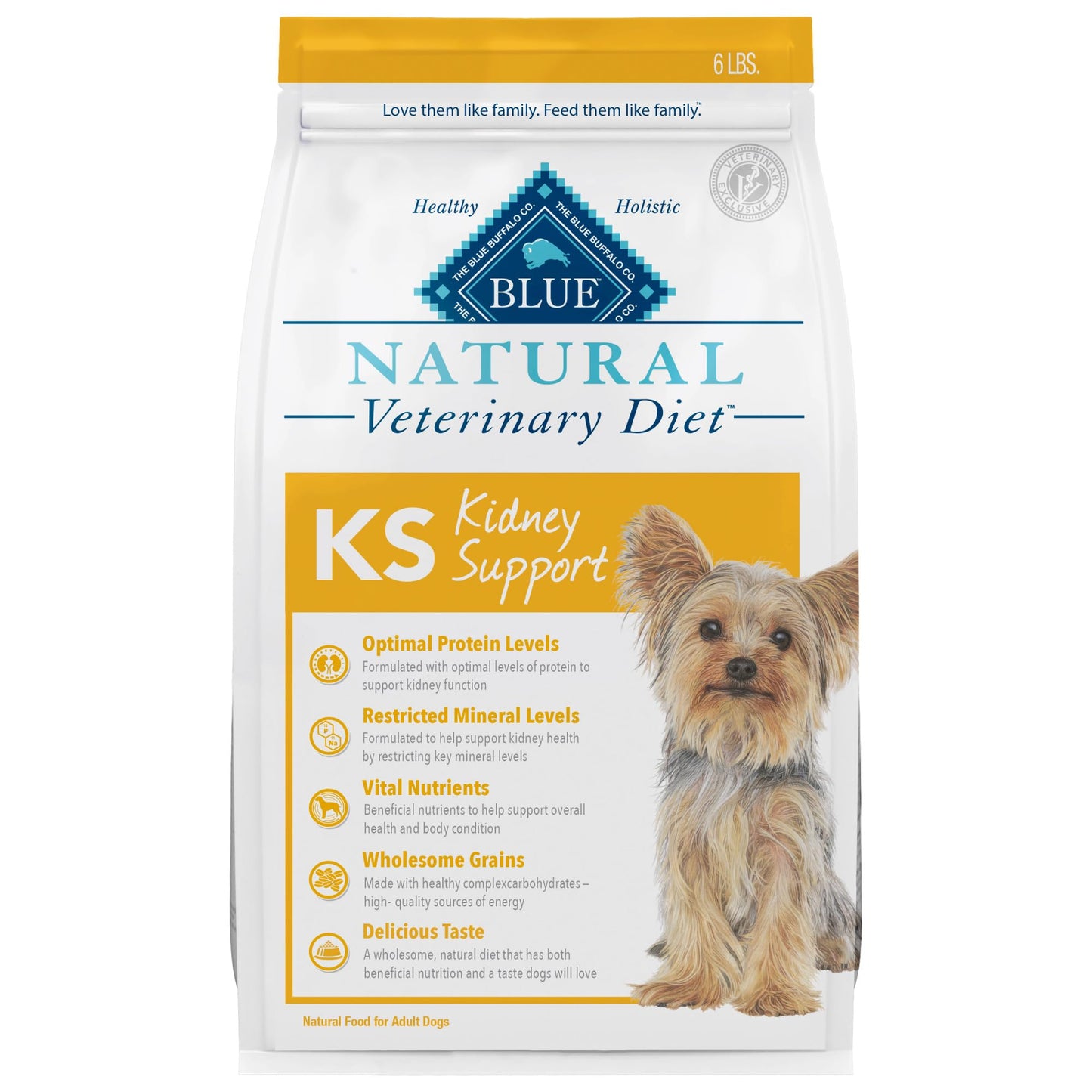 Blue Buffalo Natural Veterinary Diet KS Kidney Support Dry Dog Food, Veterinarian Prescription Required, Chicken, 6-lb Bag
